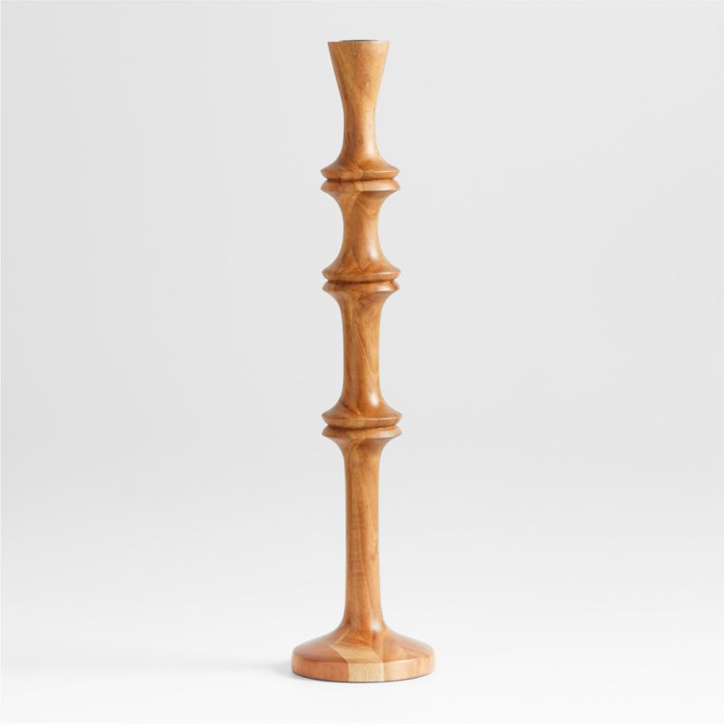 Century Natural Acacia Wood Taper Candle Holder 20"