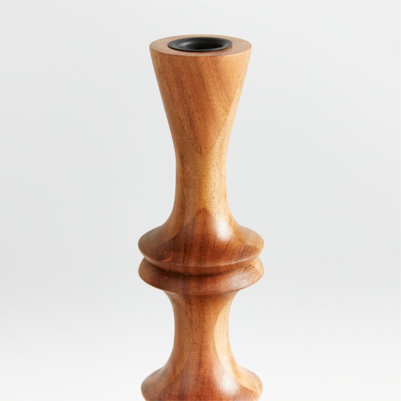 Century Natural Acacia Wood Taper Candle Holder 20"