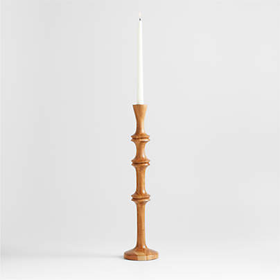 Century Natural Acacia Wood Taper Candle Holder 20"