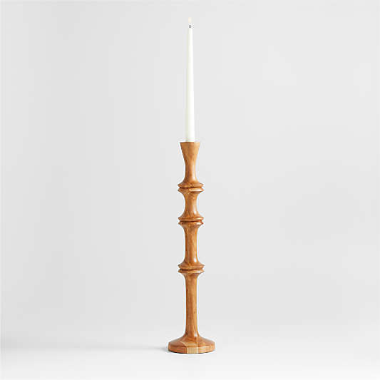 Century Natural Acacia Wood Taper Candle Holder 20"