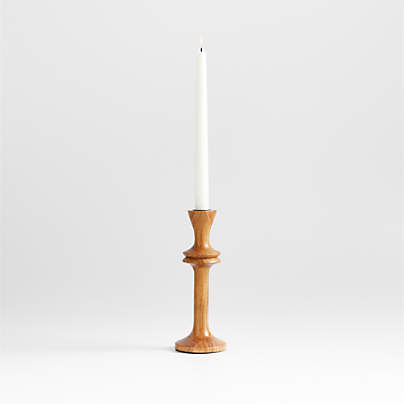 Century Natural Acacia Wood Taper Candle Holder 9.25"