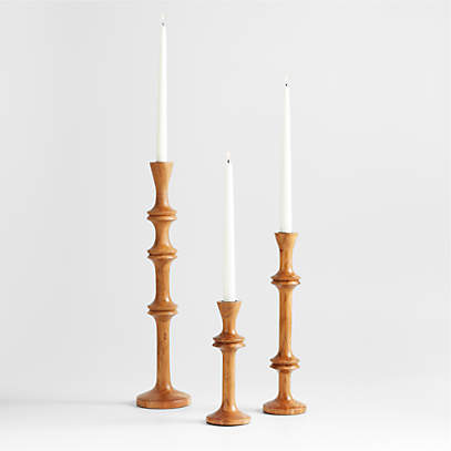 Century Natural Acacia Wood Taper Candle Holders, Set of 3 + Reviews