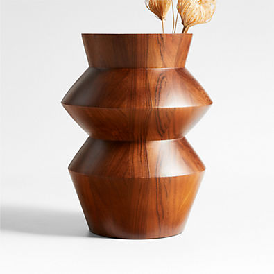 View Century Turned Acacia Wood Vase 12" details