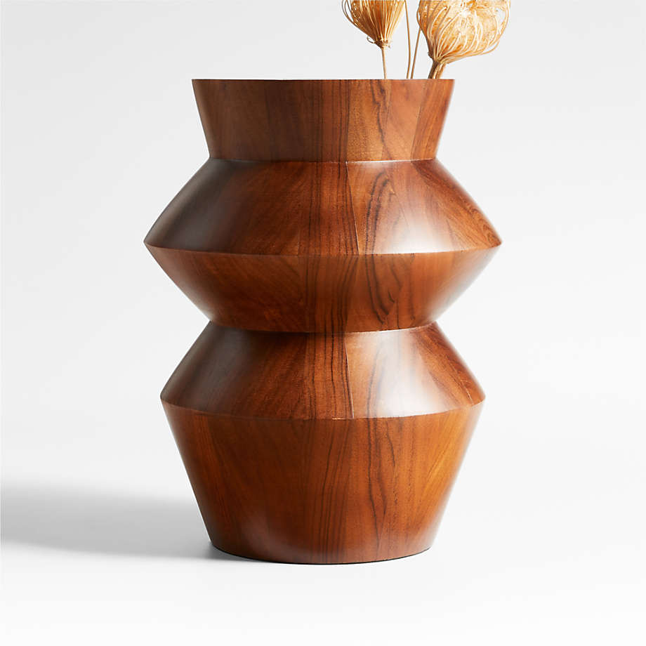 Century Turned Acacia Wood Vase 12" + Reviews Crate & Barrel