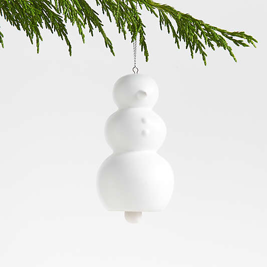 White Porcelain Bell Snowman Christmas Tree Ornament