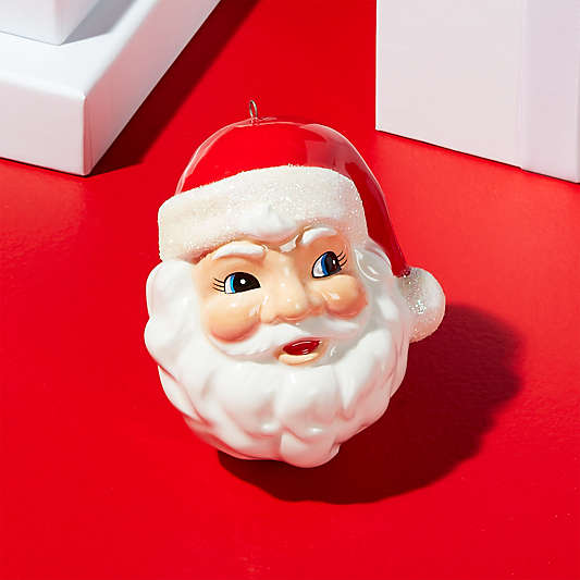 Ceramic Chubby Santa Head Ornament