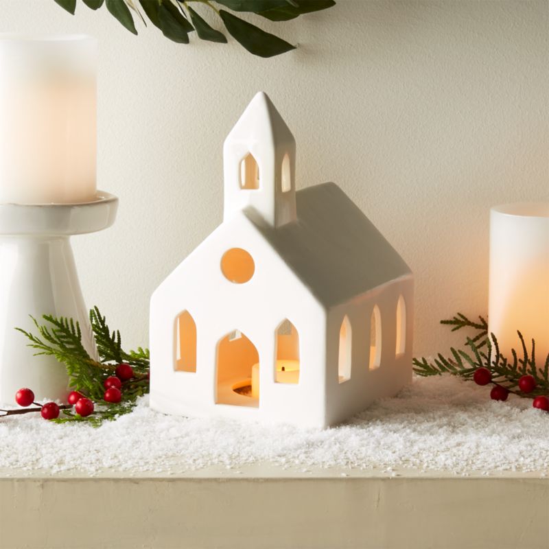 White Ceramic Holiday Church - image 2 of 9