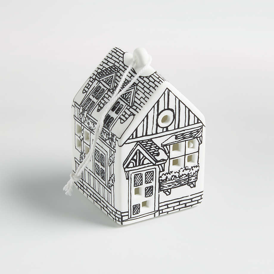 Ceramic Light-Up House Christmas Ornament | Crate and Barrel