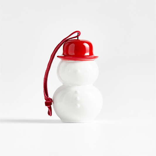 Ceramic Snowman with Red Hat Christmas Tree Ornament