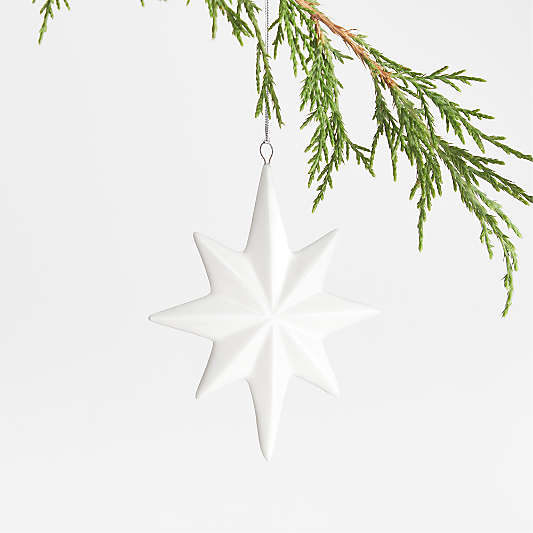 White Ceramic Star Christmas Ornament