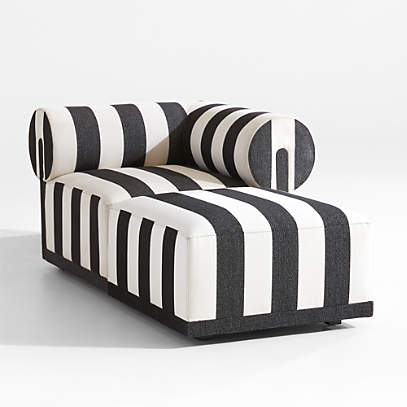 Cerca Striped Right Arm Corner Outdoor Lounge Chair with Ottoman