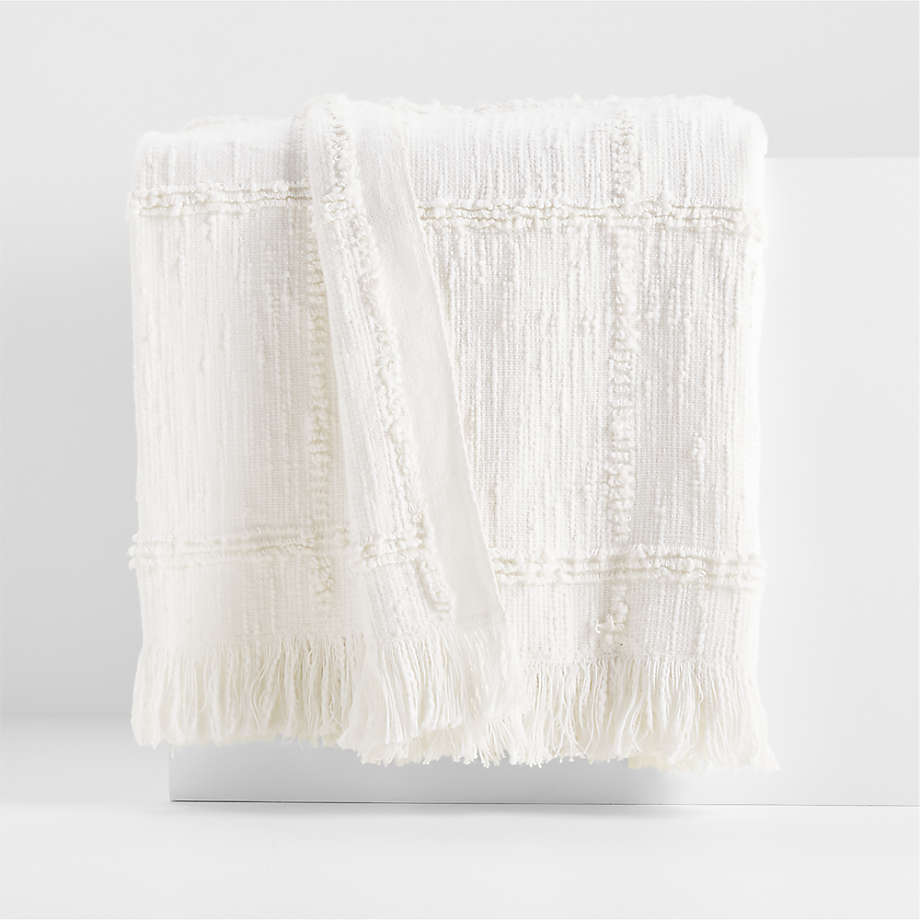 Chalet Textured White Cotton King Coverlet + Reviews | Crate & Barrel