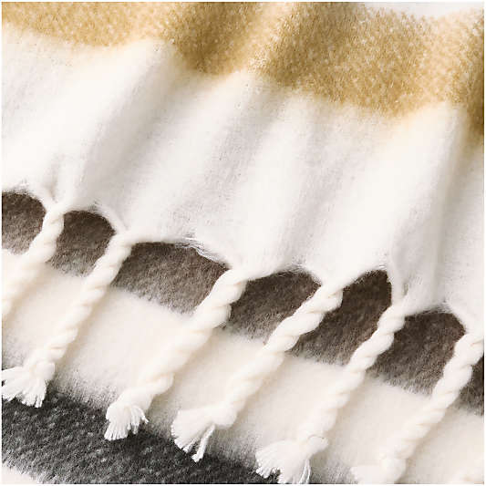 Cozy Fringe Chalet Stripe 70"x55" Deep Brown and Camel Tan Throw Blanket