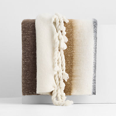 View Cozy Fringe Chalet Stripe 70"x55" Deep Brown and Camel Tan Throw Blanket details