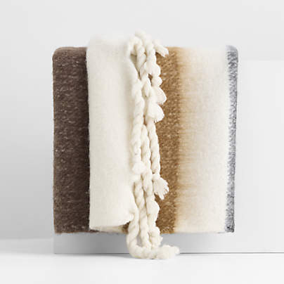 Cozy Fringe Chalet Stripe 70"x55" Deep Brown and Camel Tan Throw Blanket