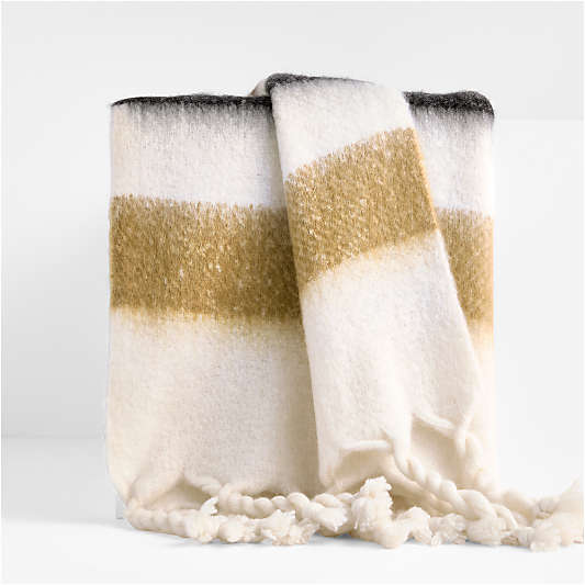 Cozy Fringe Chalet Stripe 70"x55" Deep Brown and Camel Tan Throw Blanket