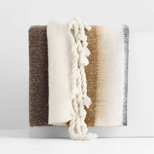 Cozy Fringe Chalet Stripe 70"x55" Deep Brown and Camel Tan Throw Blanket