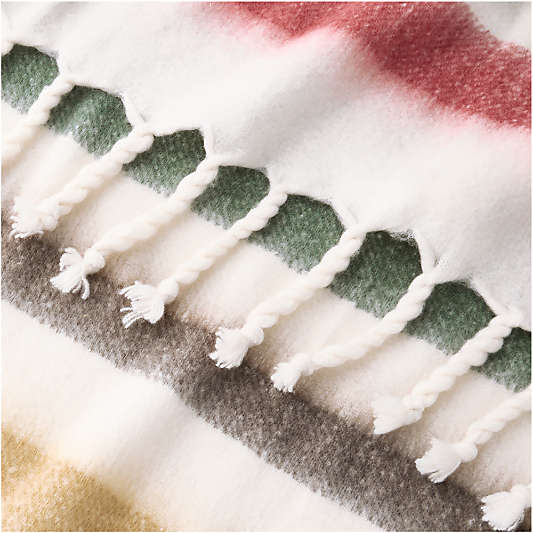 Cozy Fringe Chalet Stripe 70"x55" Red and Green Throw Blanket