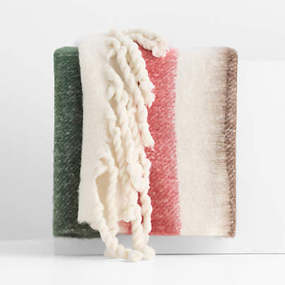 Cozy Fringe Chalet Stripe 70"x55" Red and Green Throw Blanket