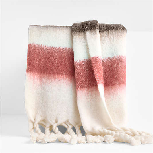 Cozy Fringe Chalet Stripe 70"x55" Red and Green Throw Blanket