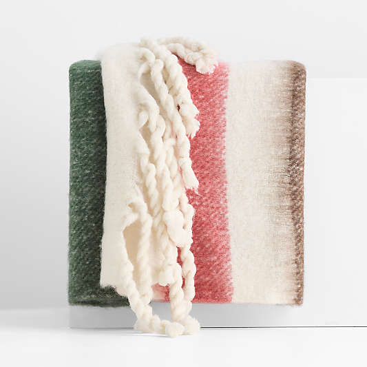 Cozy Fringe Chalet Stripe 70"x55" Red and Green Throw Blanket