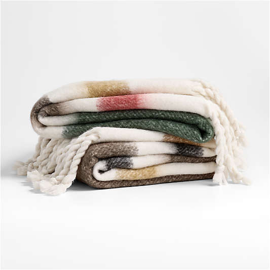 Cozy Fringe Chalet Stripe 70"x55" Red and Green Throw Blanket