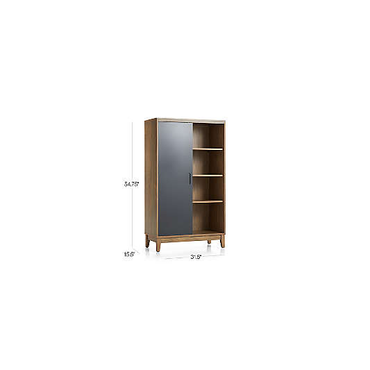 Cocoa Wood 4-Shelf Kids Bookcase with Chalkboard Door