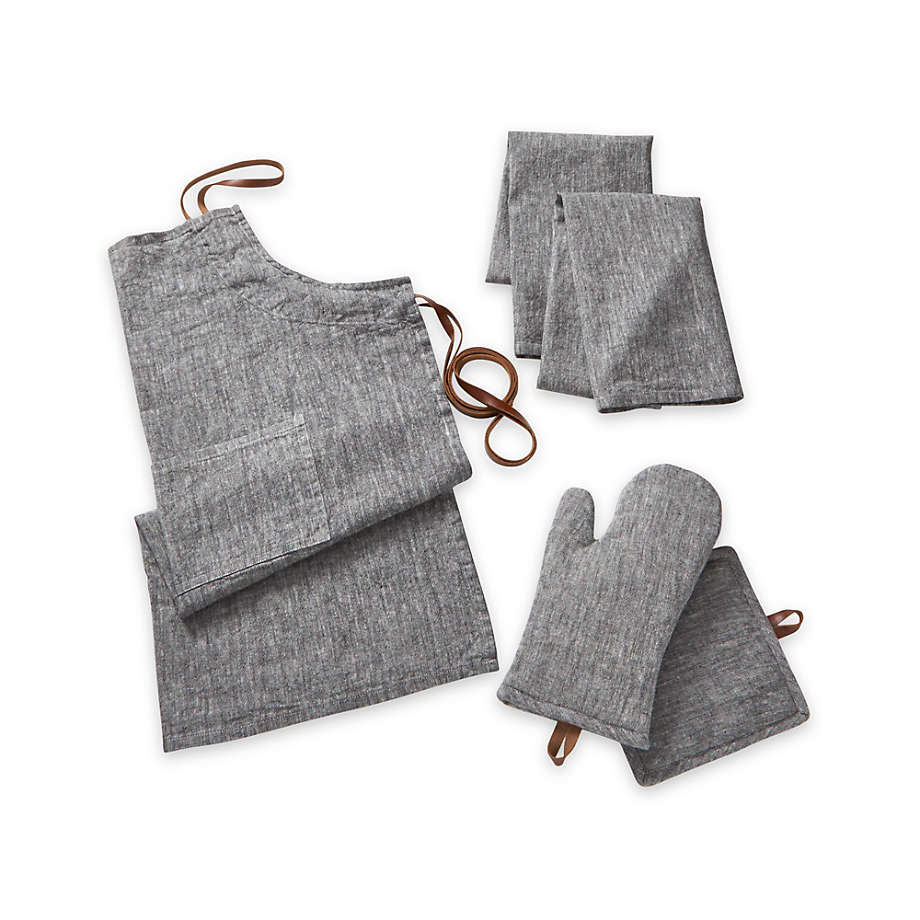 DII Cotton Kitchen Towel Set Lightweight & Fast-Drying Dish Towels, 20x30,  Gray Chambray, 3 Piece