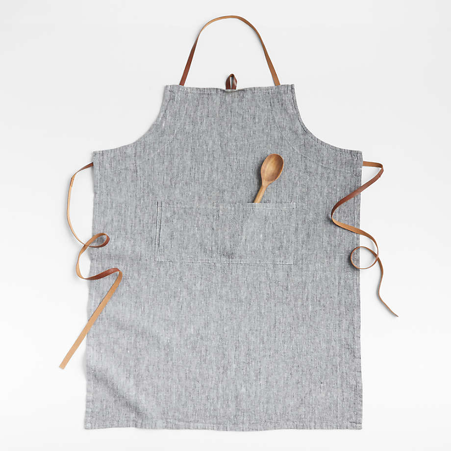 Chambray Grey Baking Kitchen Cooking Apron with Pocket + Reviews | Crate & Barrel