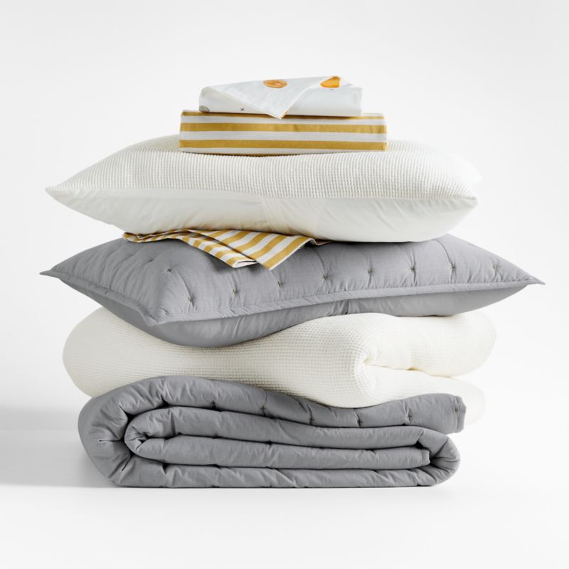 Classic Chambray Pewter Grey Cotton Kids Bedding Bundle Set - image 0 of 10