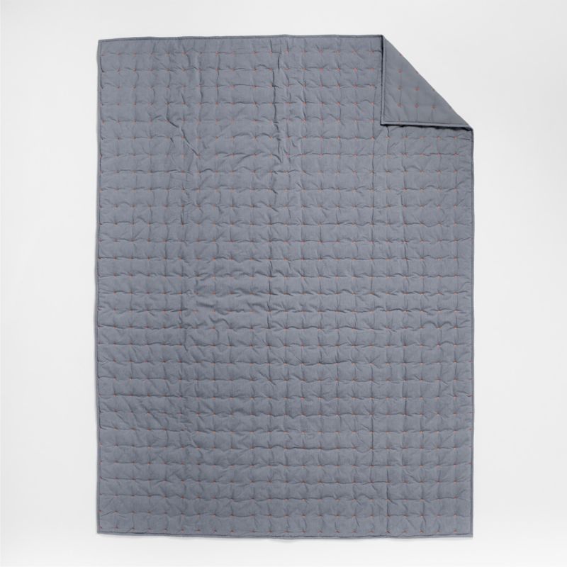 Classic Chambray Ashen Blue Cotton Kids Twin Quilt - image 5 of 8