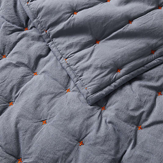 Classic Chambray Ashen Blue Cotton Kids Twin Quilt