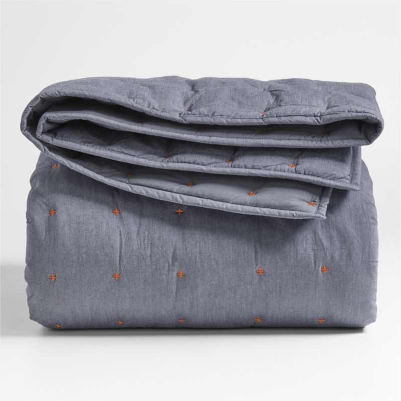 Classic Chambray Ashen Blue Cotton Kids Twin Quilt