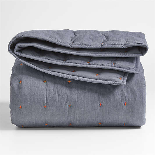 Classic Chambray Ashen Blue Cotton Kids Full/Queen Quilt