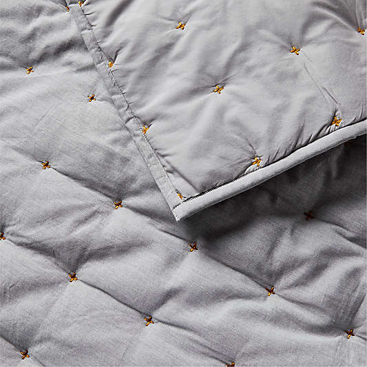 Classic Chambray Pewter Grey Cotton Kids Quilt