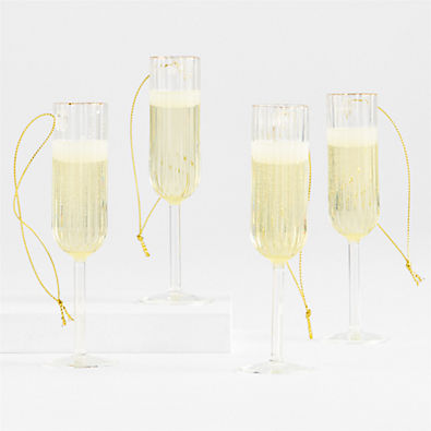 View Champagne Glass Christmas Tree Ornament, Set of 4 details