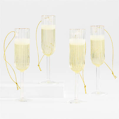 Champagne Glass Christmas Tree Ornament, Set of 4