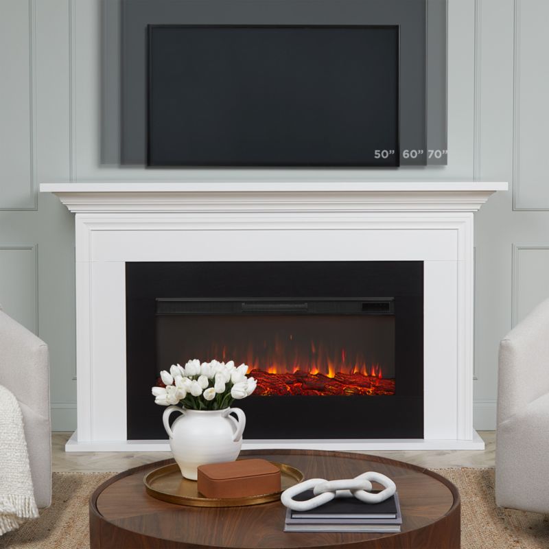 Chandler White Wood Electric Fireplace 76" - image 2 of 6