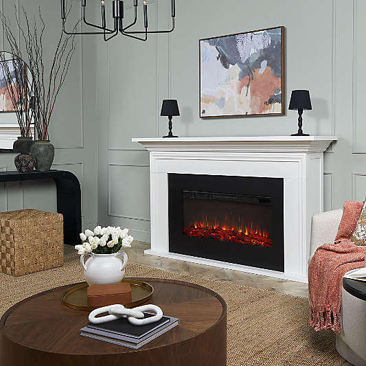 Chandler White Wood Electric Fireplace 76"
