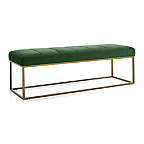 View Channel Dark Green Velvet Bench with Brass Base - image 7 of 8