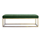 View Channel Dark Green Velvet Bench with Brass Base - image 8 of 8
