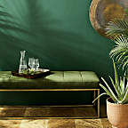 View Channel Dark Green Velvet Bench with Brass Base - image 3 of 8