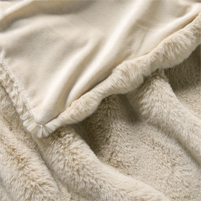 Channel Faux Fur 90"x90" Travertine Beige Bed Blanket - image 5 of 8