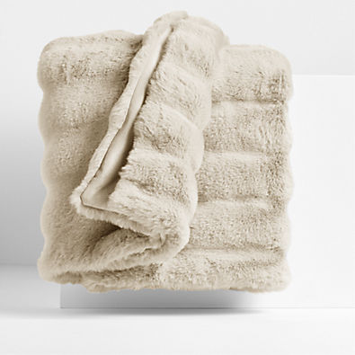 View Channel Faux Fur 90"x90" Travertine Beige Bed Blanket details
