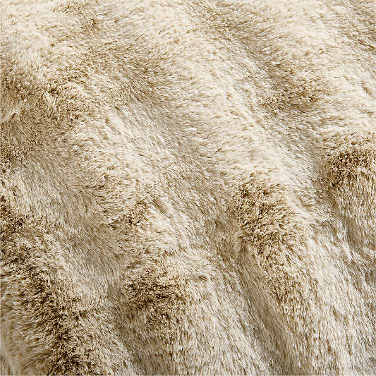 Channel Faux Fur 54"x20" Travertine Beige Throw Pillow