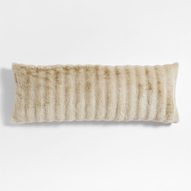 Channel Faux Fur 54"x20" Travertine Beige Throw Pillow with Feather Insert - image 0 of 5