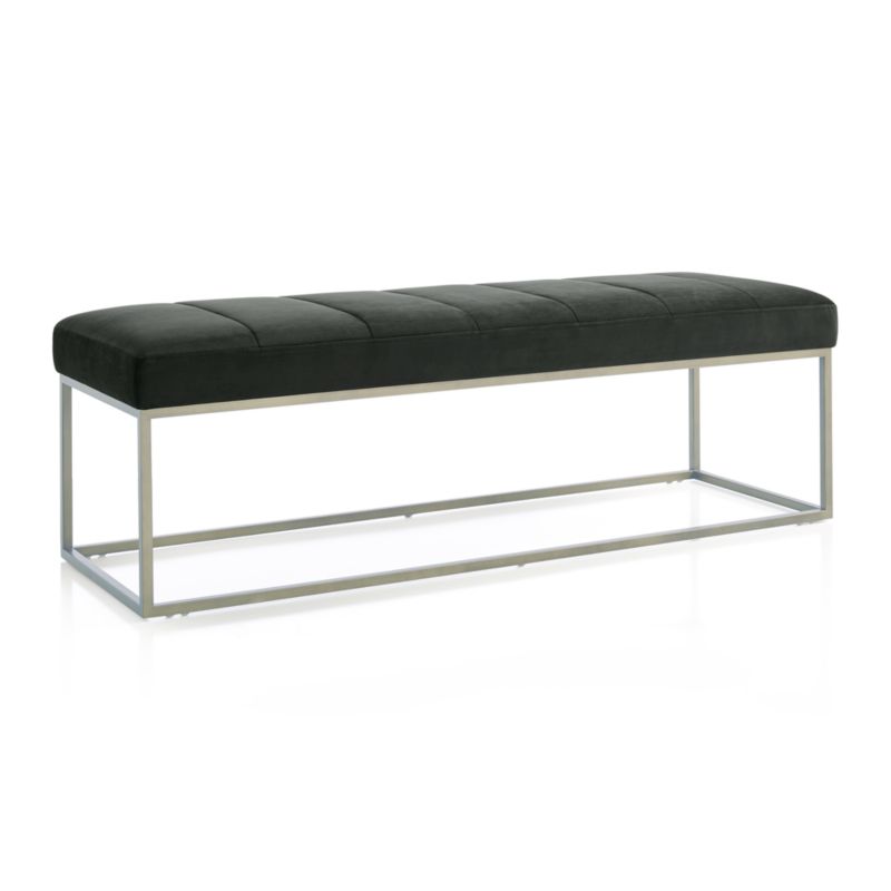 Channel Charcoal Velvet Bench with Stainless Steel Base - image 2 of 5