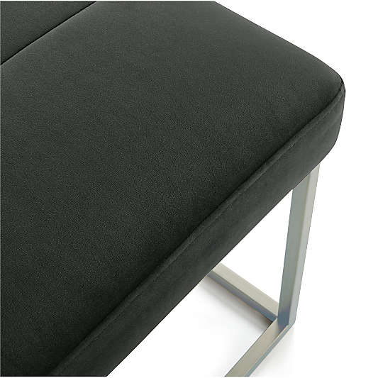 Channel Charcoal Velvet Bench with Stainless Steel Base