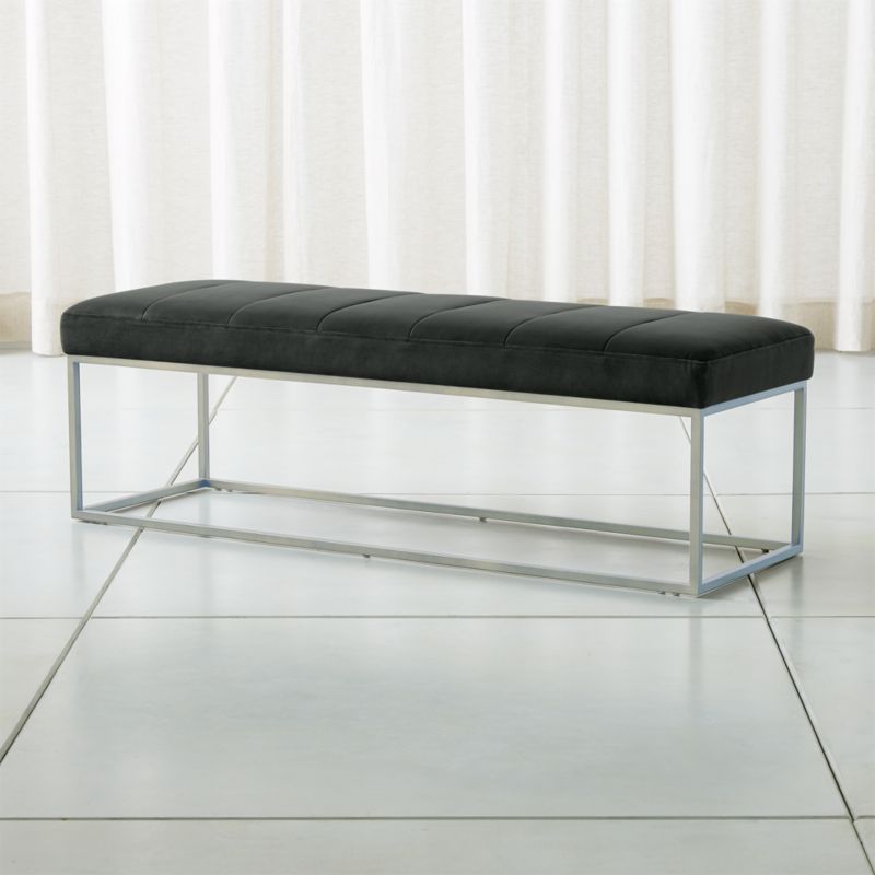 Channel Charcoal Velvet Bench with Stainless Steel Base - image 1 of 5