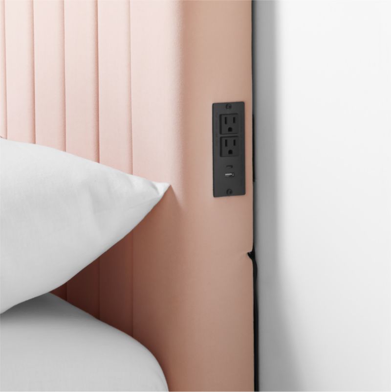 Channel Velvet Pink Twin Charging Wall-Mounted Headboard - image 4 of 6